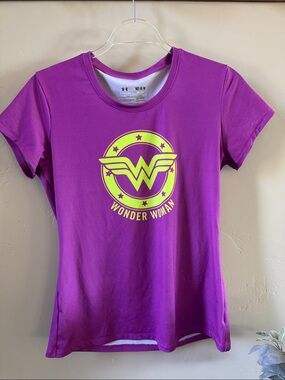 Under Armour Purple Wonder Woman Logo Short Sleeve Tee